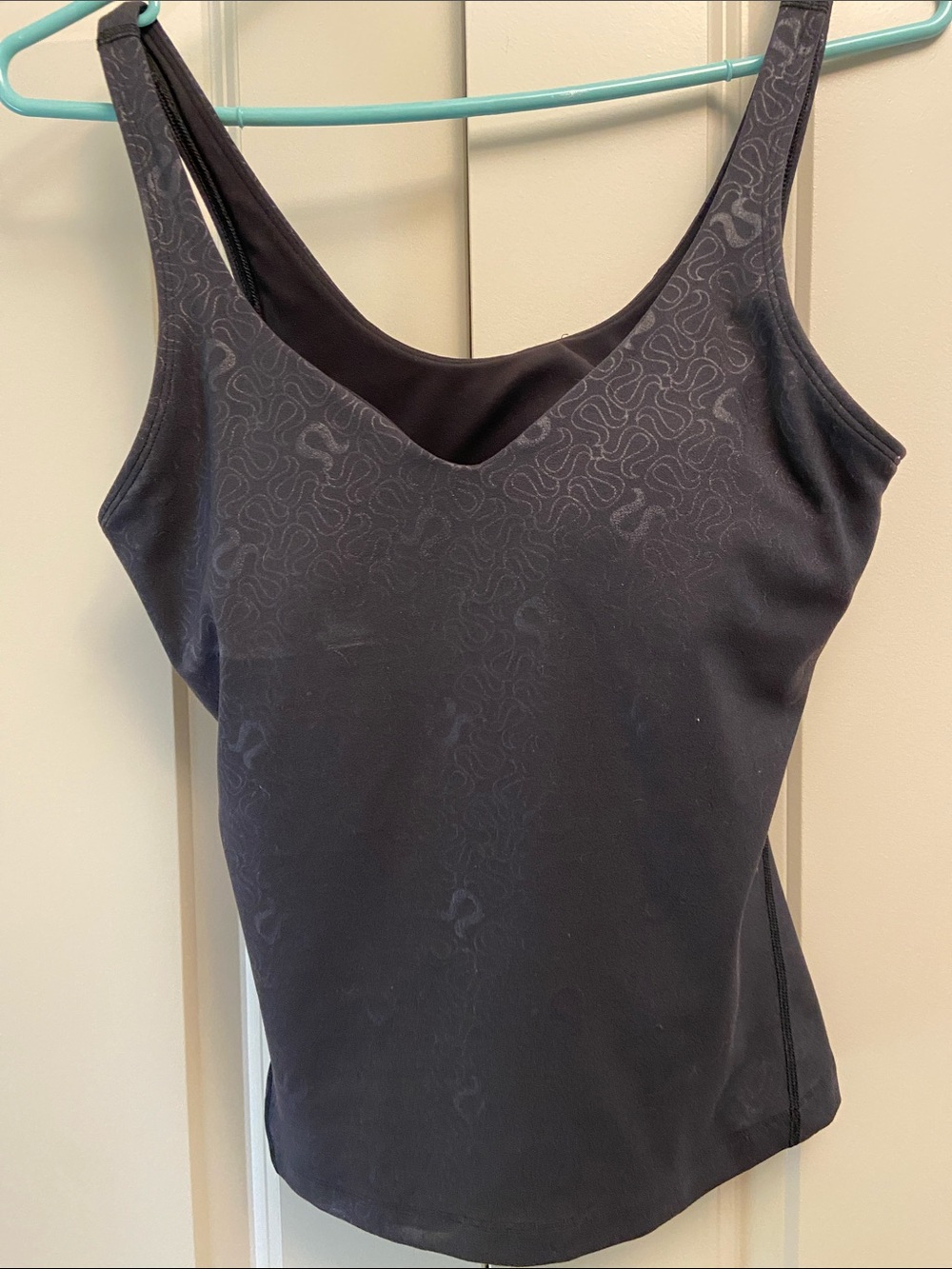 lululemon athletica Black Scoop Neck Tank with Tone-On-Tone Pattern